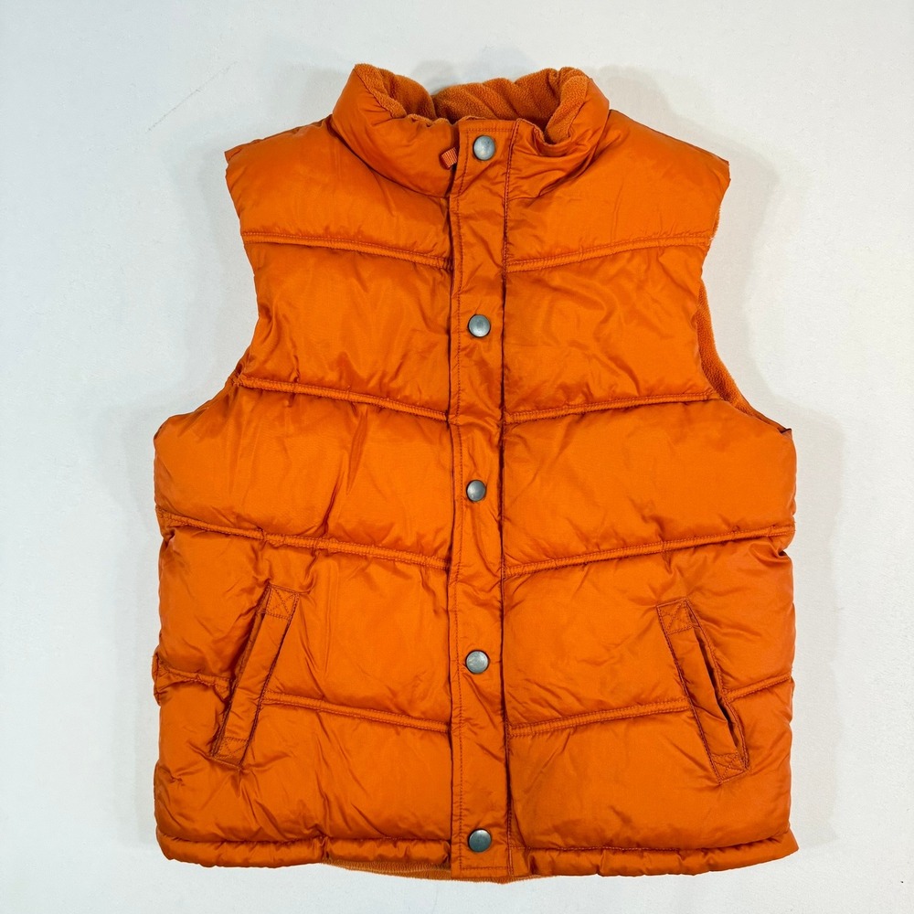 Gymboree Kids L 10 Puffer Vest Orange Zip Sleeveless Quilted Outdoor Warm Layer
